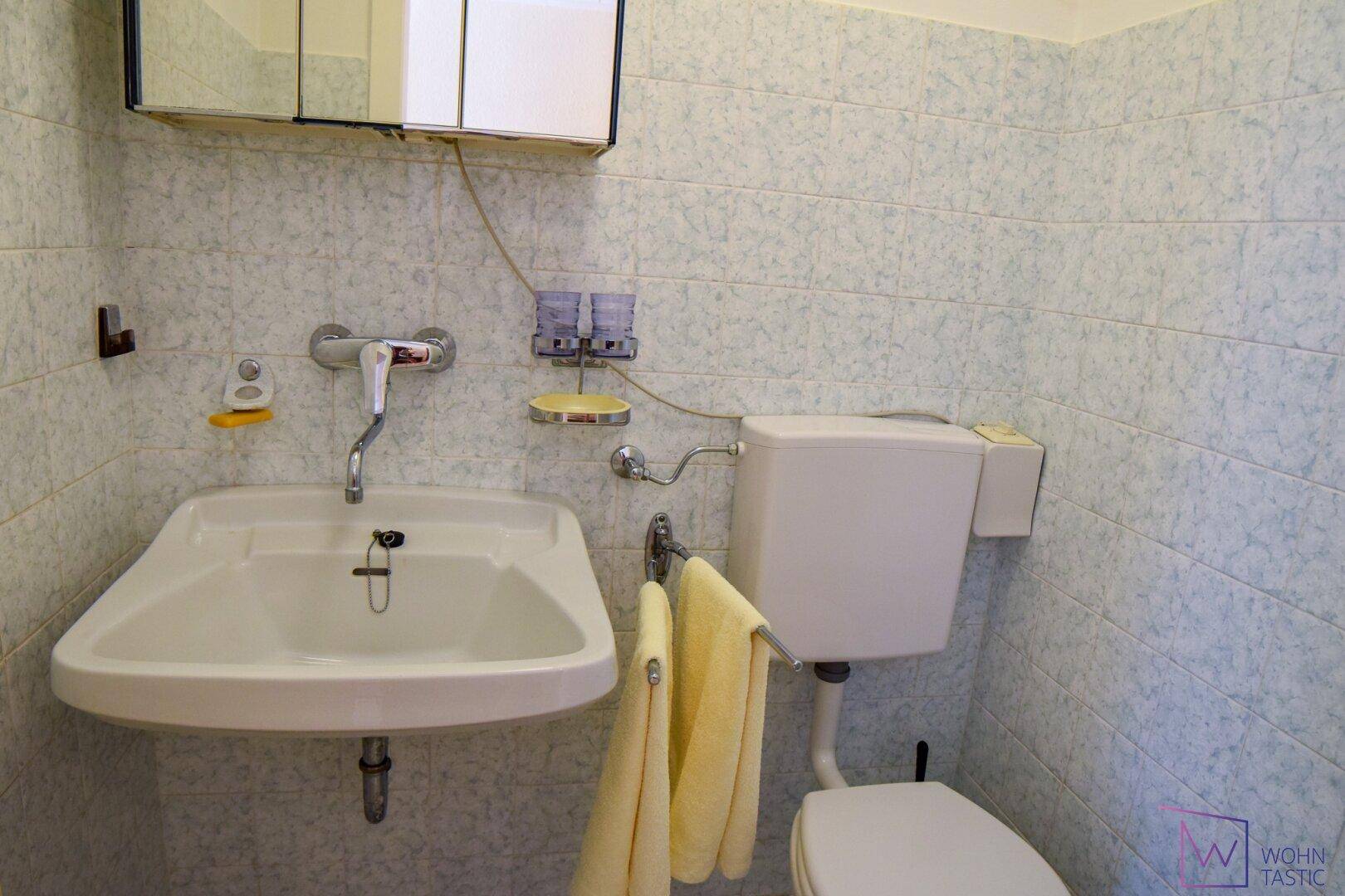 Gäste-WC mit großem Waschbecken im EG