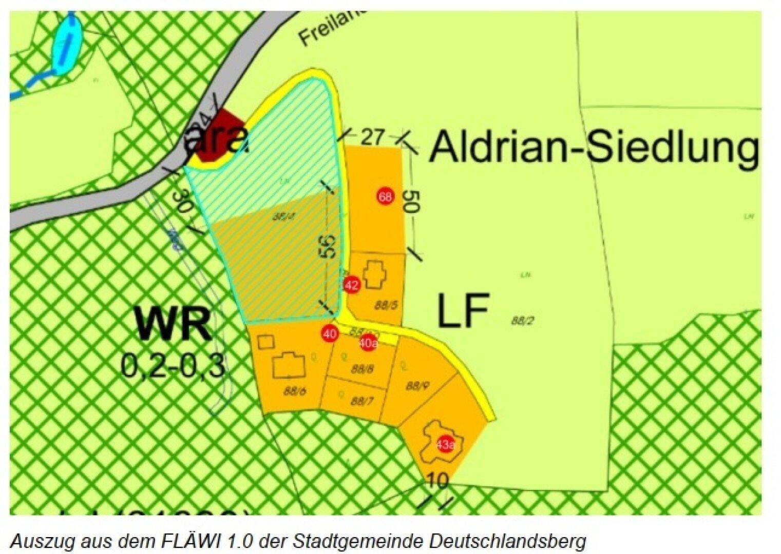 Ein Auszug aus dem Flächenwidmungsplan (FLÄWI 1.0) der Stadtgemeinde Deutschlandsberg.