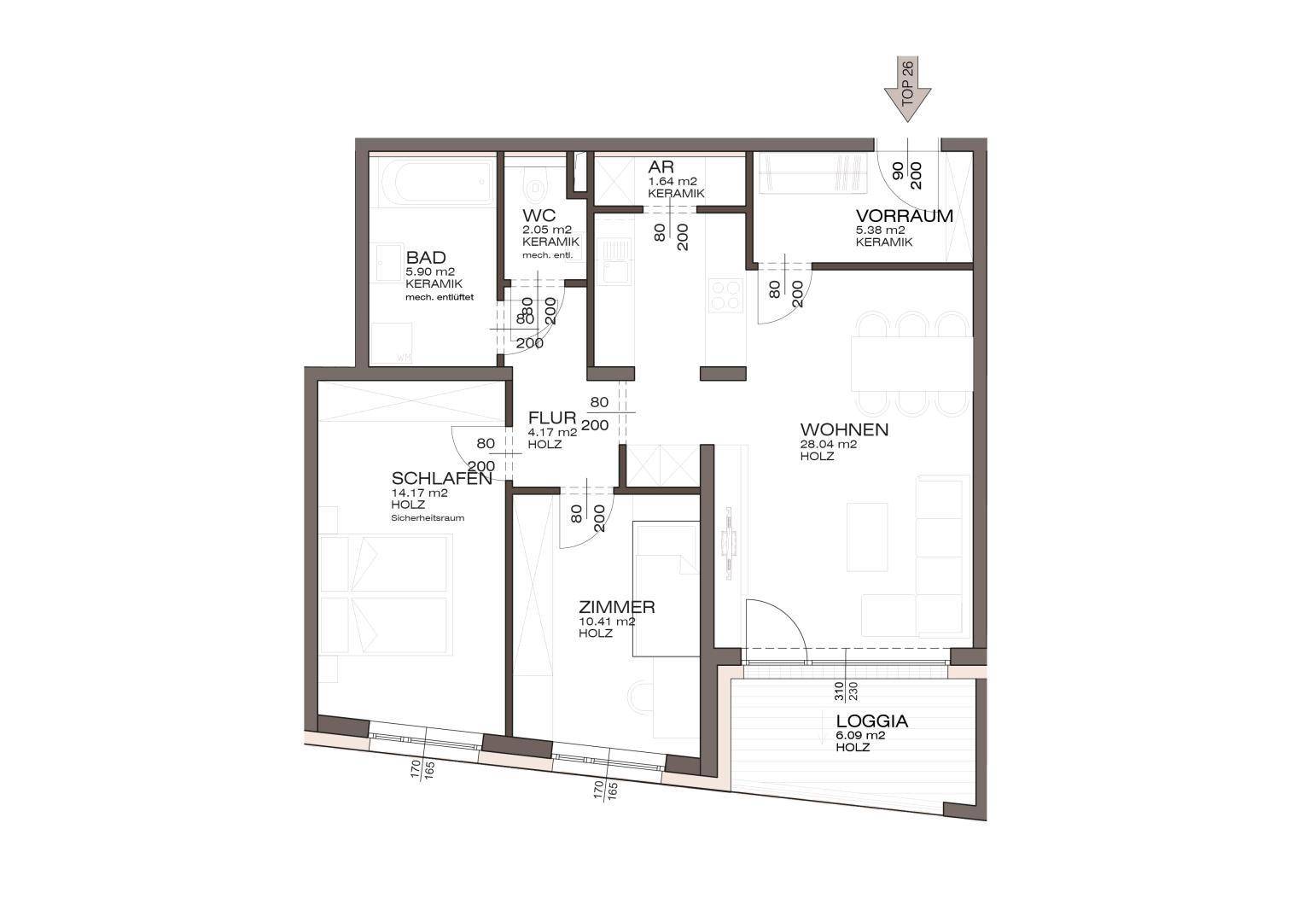 Grundriss Top B26