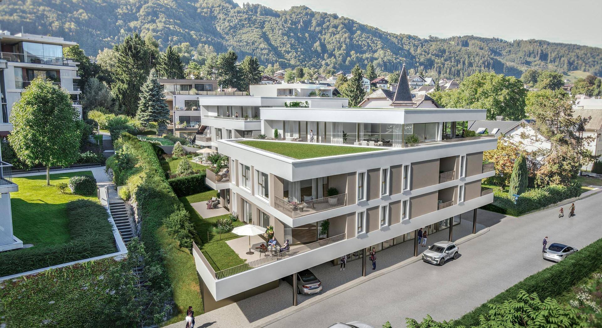ANLEGERWOHNUNG mit Blick auf den Schlosspark &amp; Traunstein - 2-Zimmer - große Loggia - zentral in Altmünster - NEUBAU - Aanzicht 4