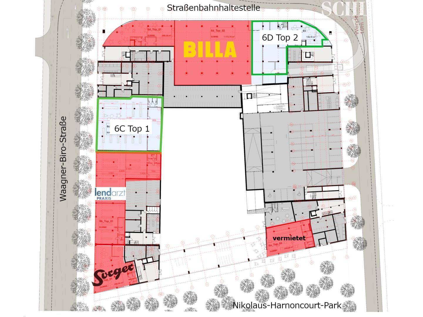 Übersichtsplan Geschäftsflächen