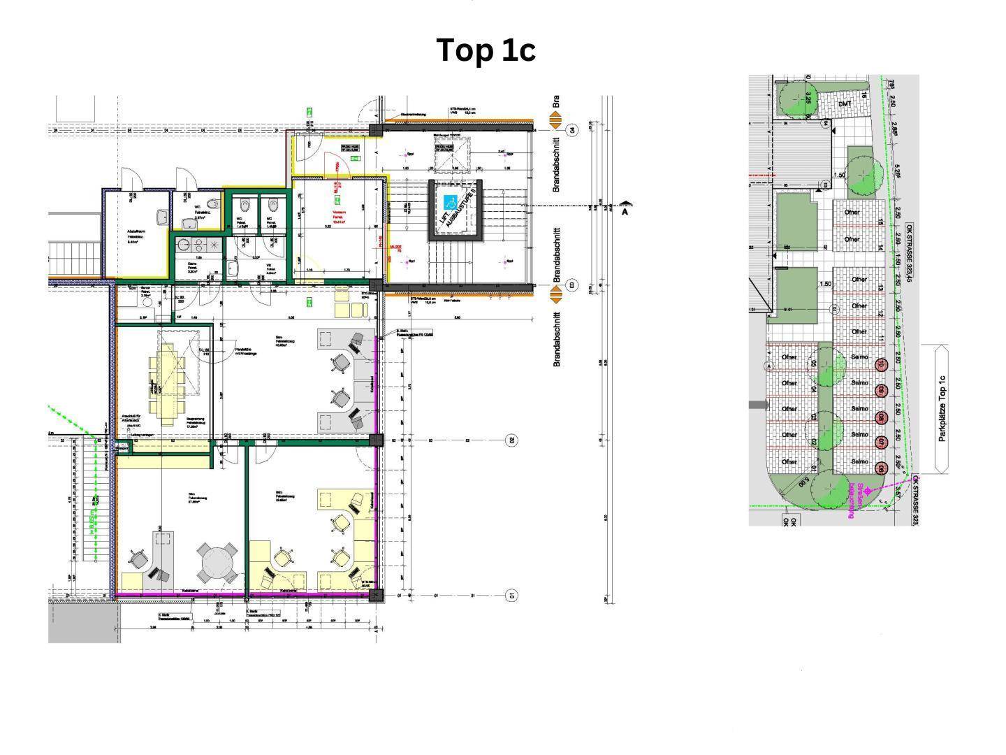 Grundrissplan Bürofläche Top 1c