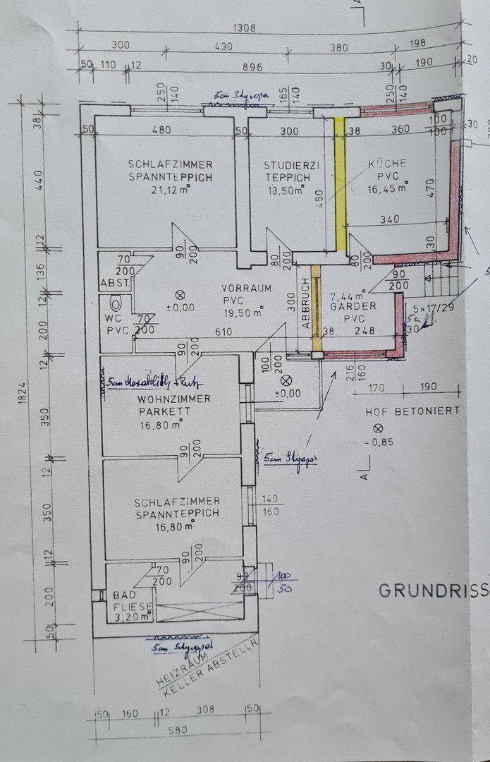 Grundriss vor Renovierung