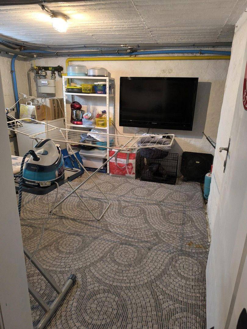 Wäsche-Bügelraum mit Fernseher