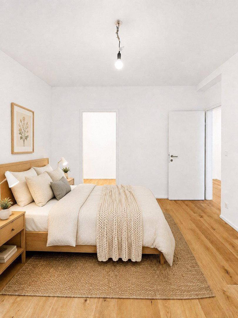Schlafzimmer mit KI-Möblierung