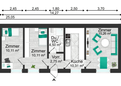 ground floor right behind _53,04 m_