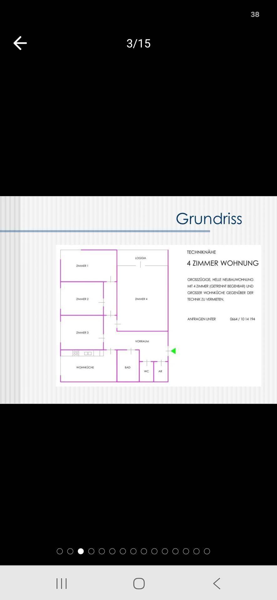 Grundriss einer 4-Zimmer-Wohnung mit klarer Raumaufteilung und Balkon.