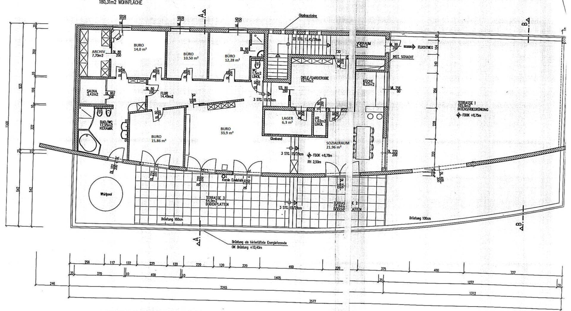 Plan Dachgeschoss Büro