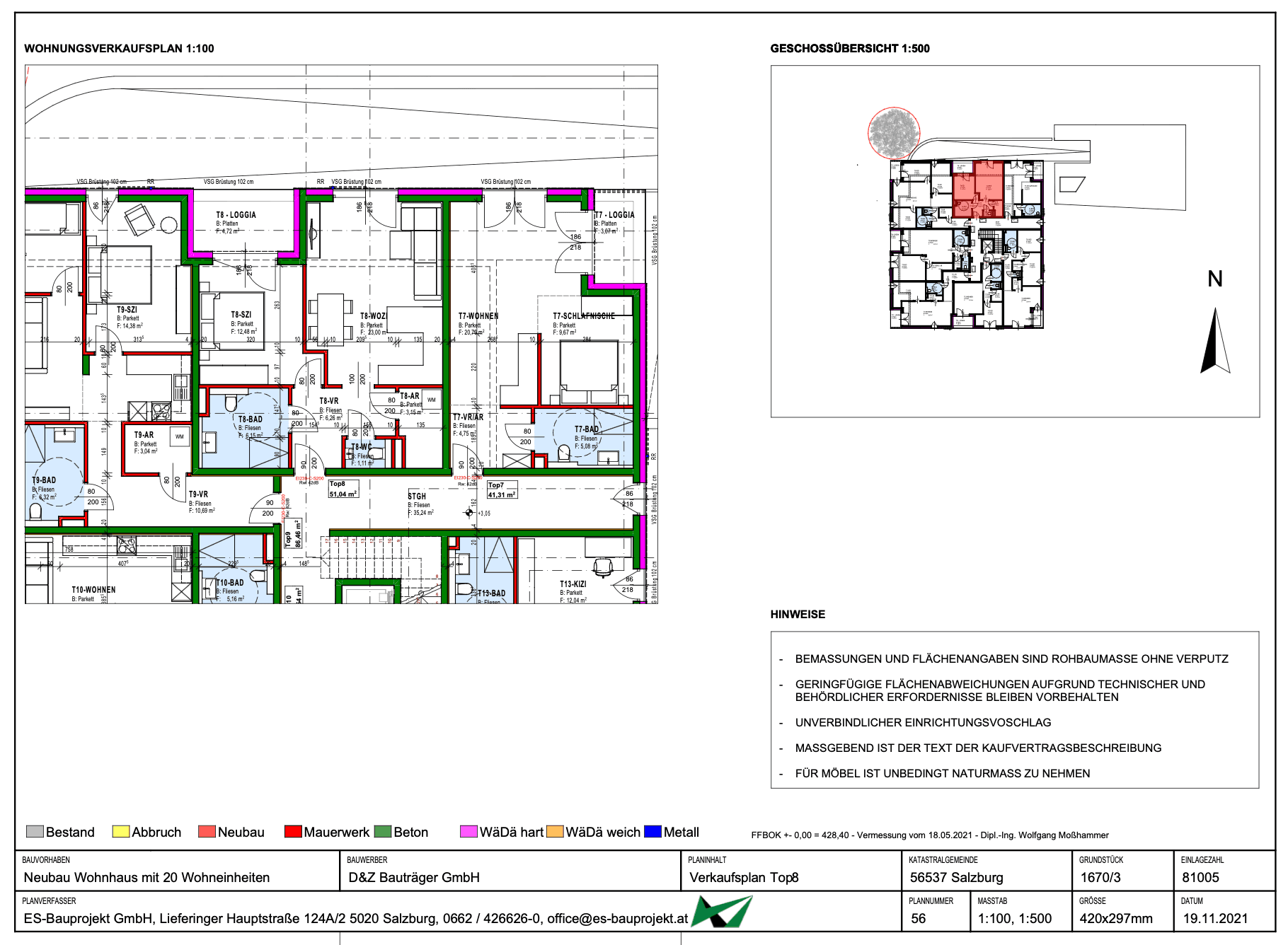 Detaillierter Wohnungsverkaufsplan mit Grundriss und Übersicht des Gebäudes.