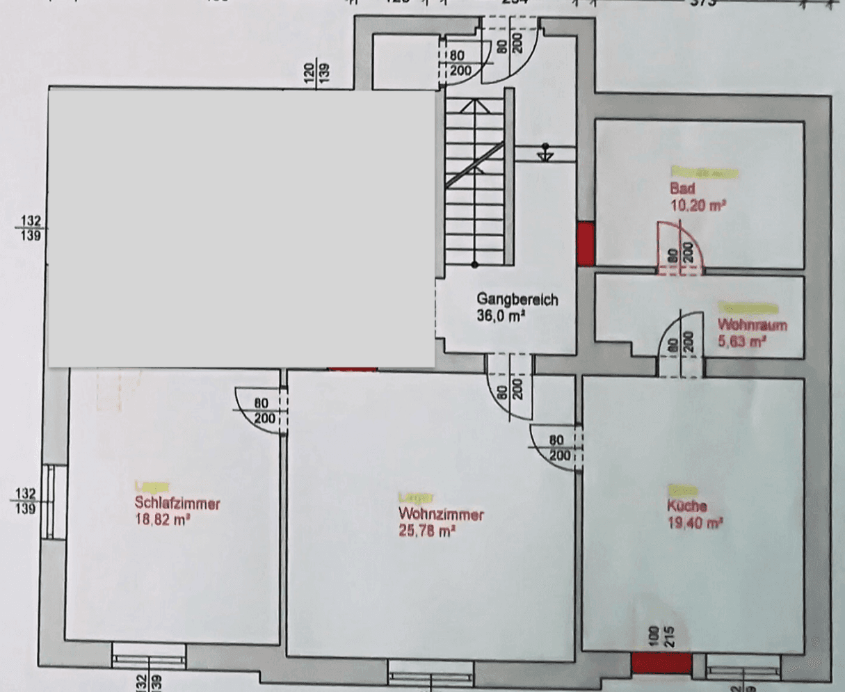 Detaillierter Grundriss der Wohnung mit Raumaufteilung und Flächenangaben.