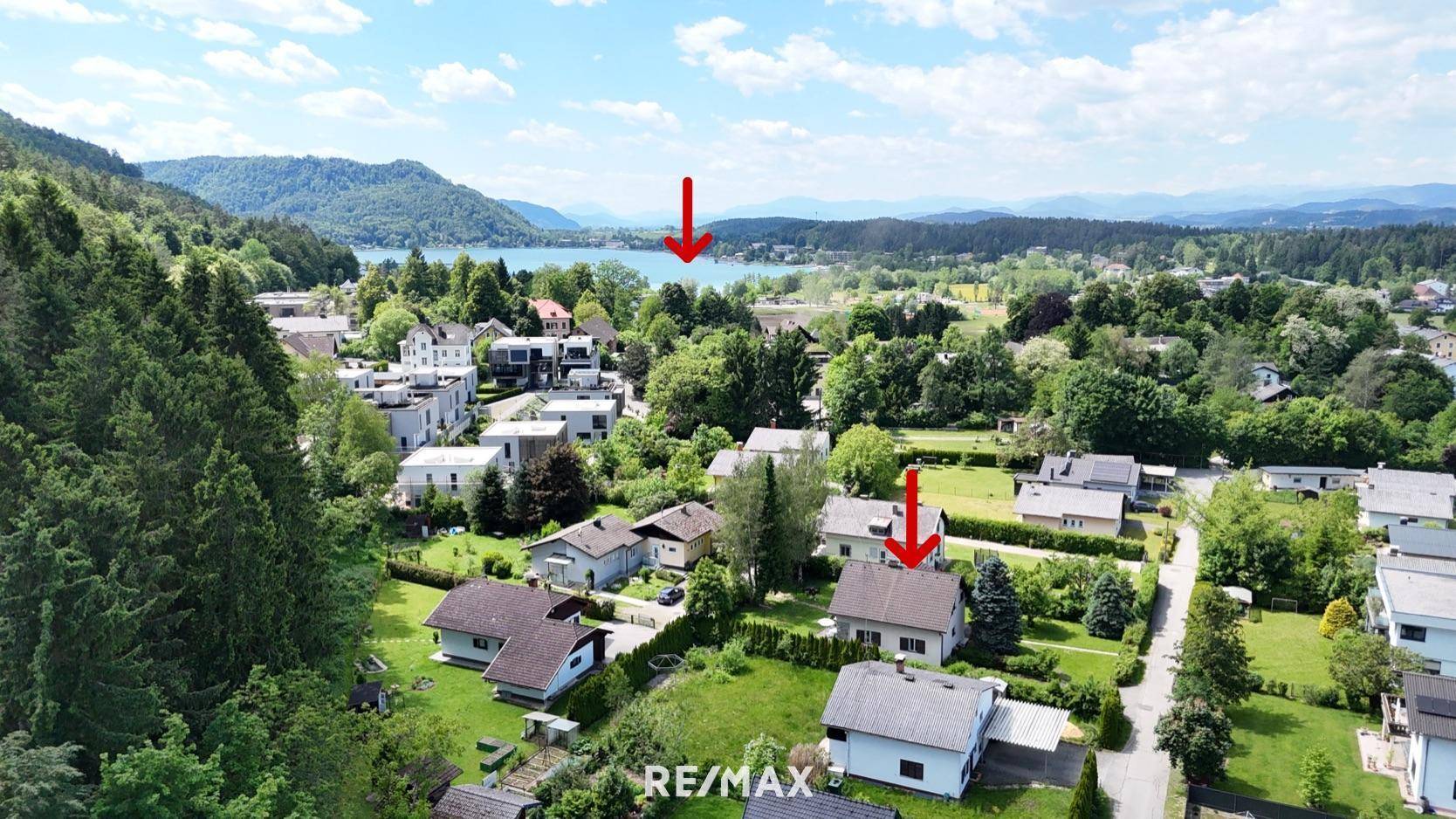 Luftbild See mit Makierung