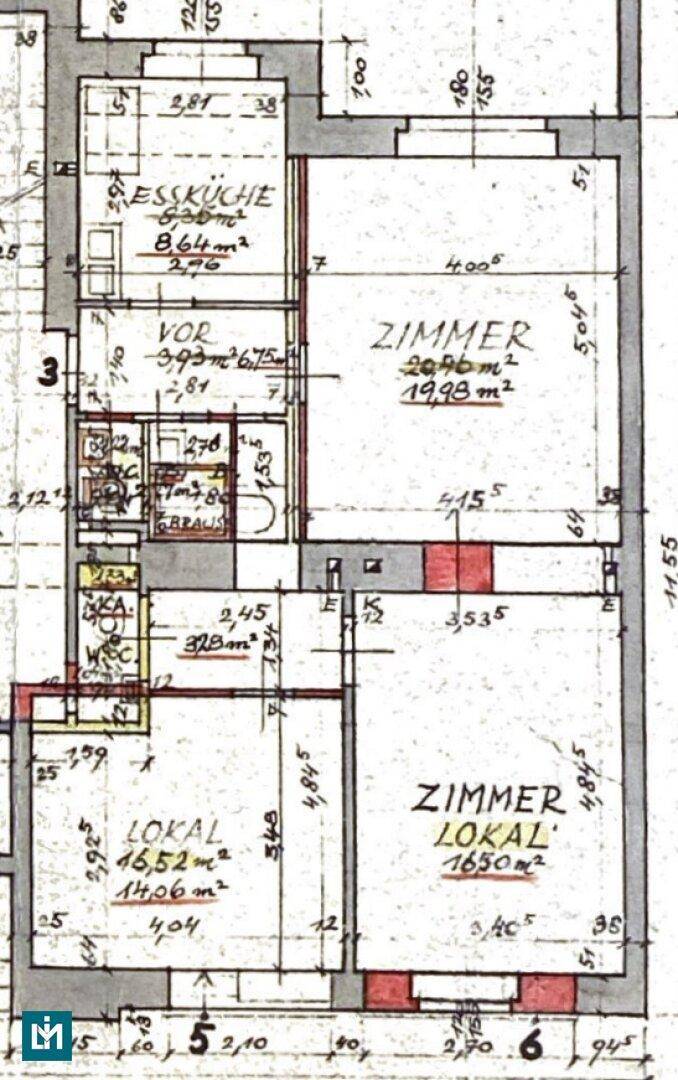 Plan Wohnung/Geschäftslokal (Top 3, 5, 6)