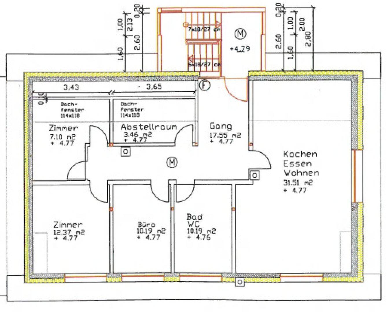 Plan Dachgeschoss Wohnung 3