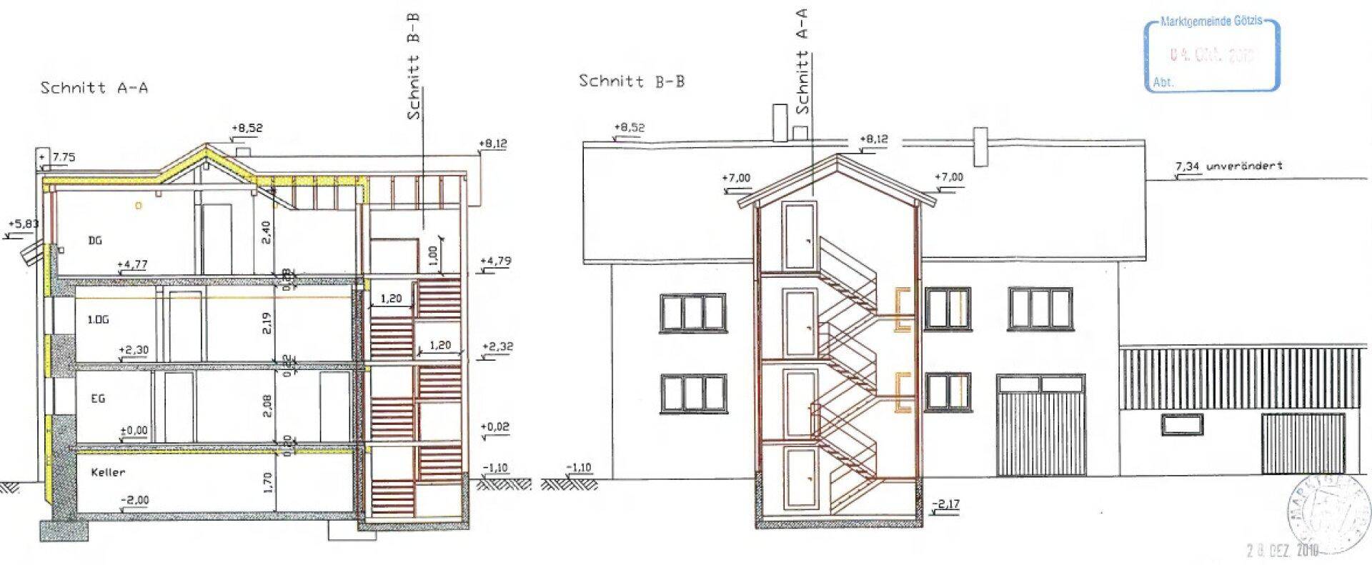 Plan Schnitt Gebäude