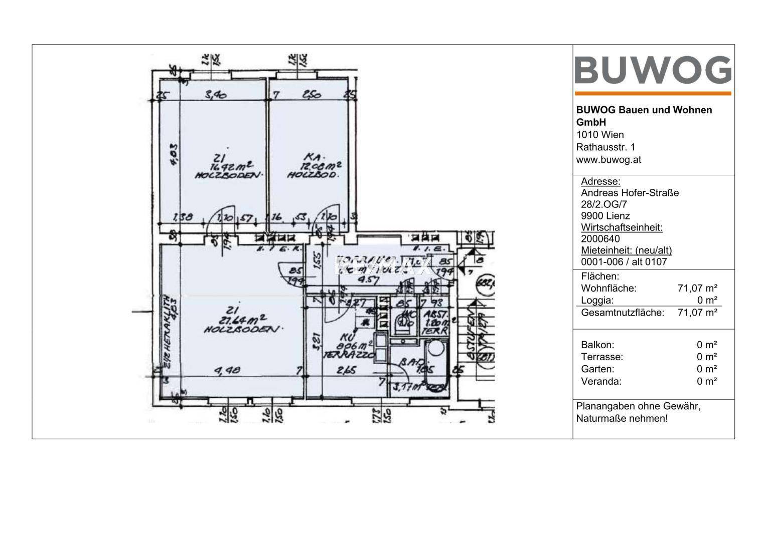 Detaillierter Grundriss mit Raumaufteilung und Flächenangaben in Quadratmetern.
