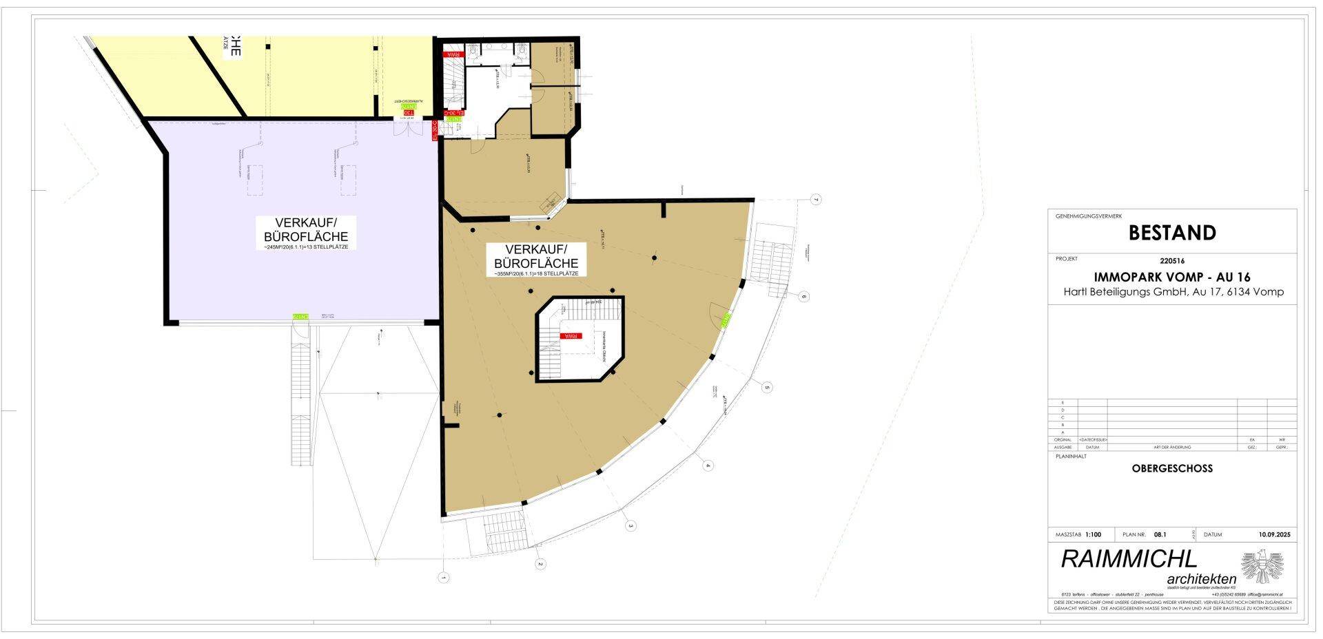 Grundrissplan des Obergeschosses mit verschiedenen Büro- und Verkaufsflächen.