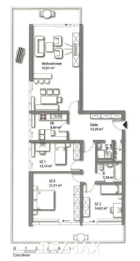 Wohnungsplan visuell möbliert