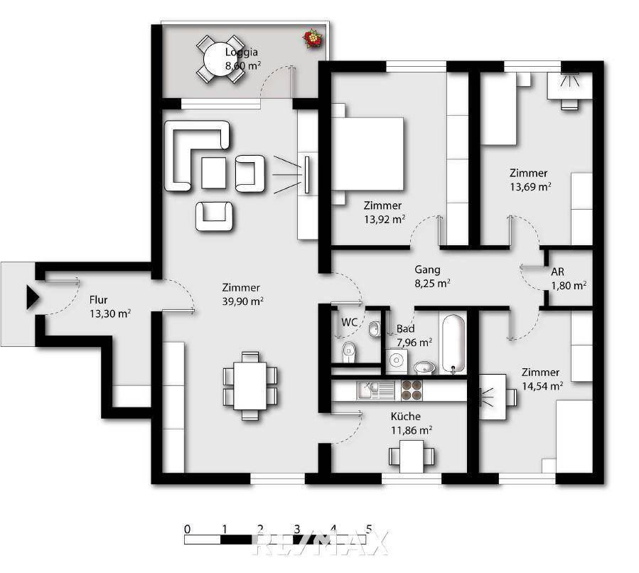 Wohnungsplan möbliert