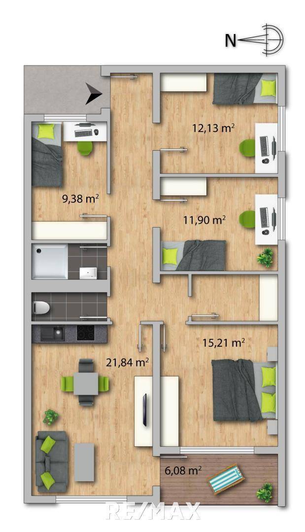 Grundrissplan 5-Zimmer-Wohnung