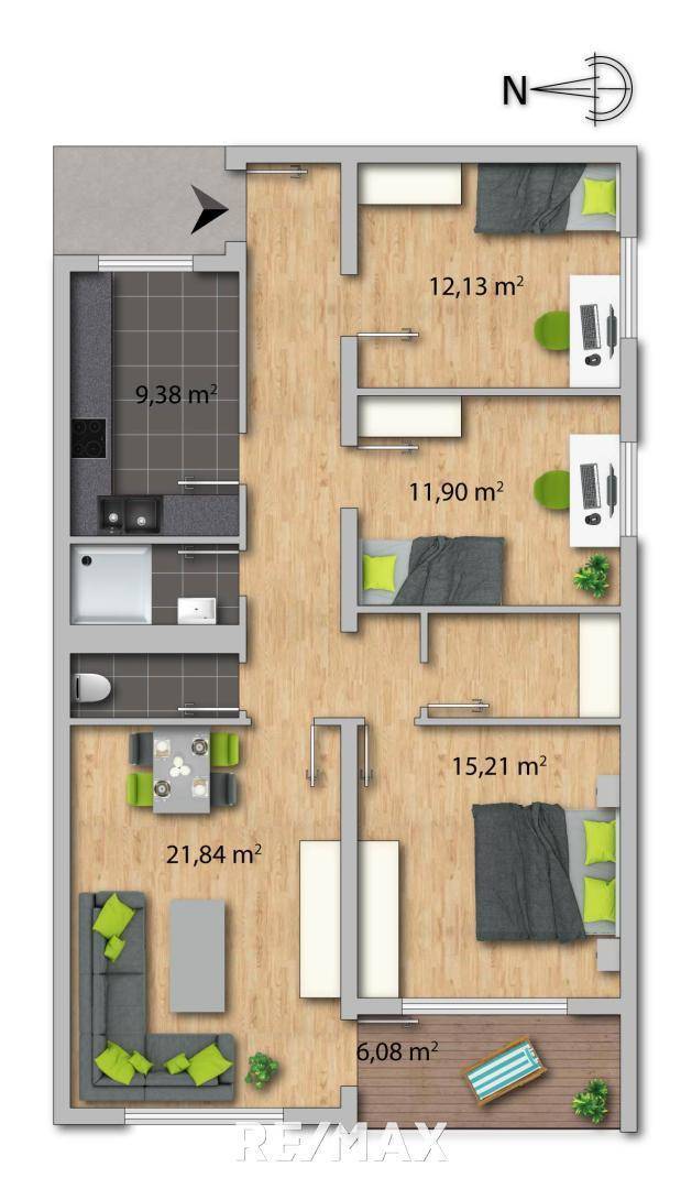 Grundrissplan 4-Zimmer-Wohnung