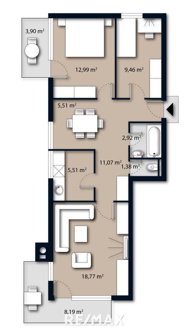 Grundriss möbliert