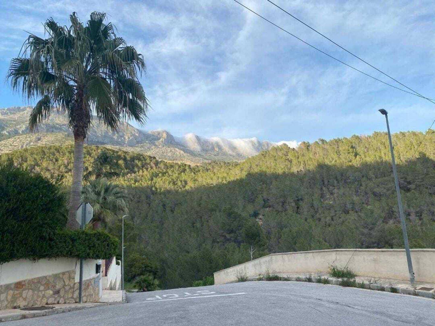 Weitläufiger Blick auf die Berge und die grüne Landschaft von der Straße aus.