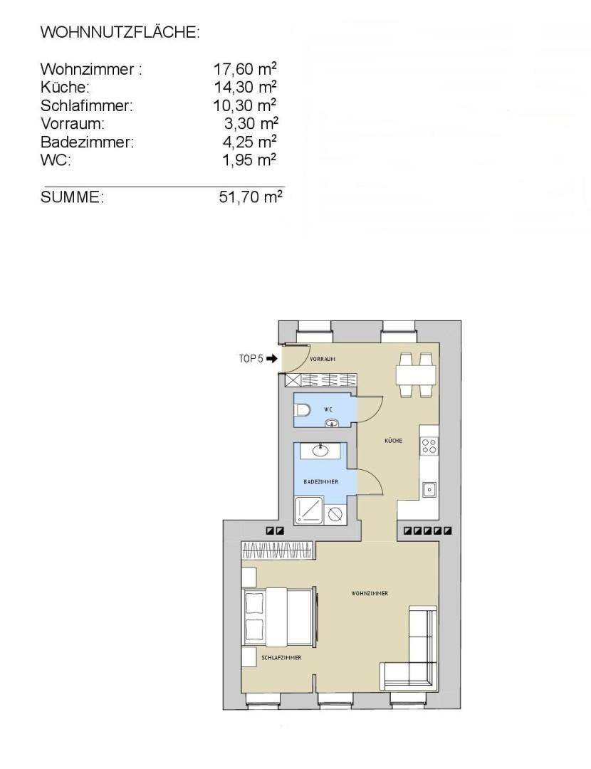 Bestandplan ca. 51,70 m²