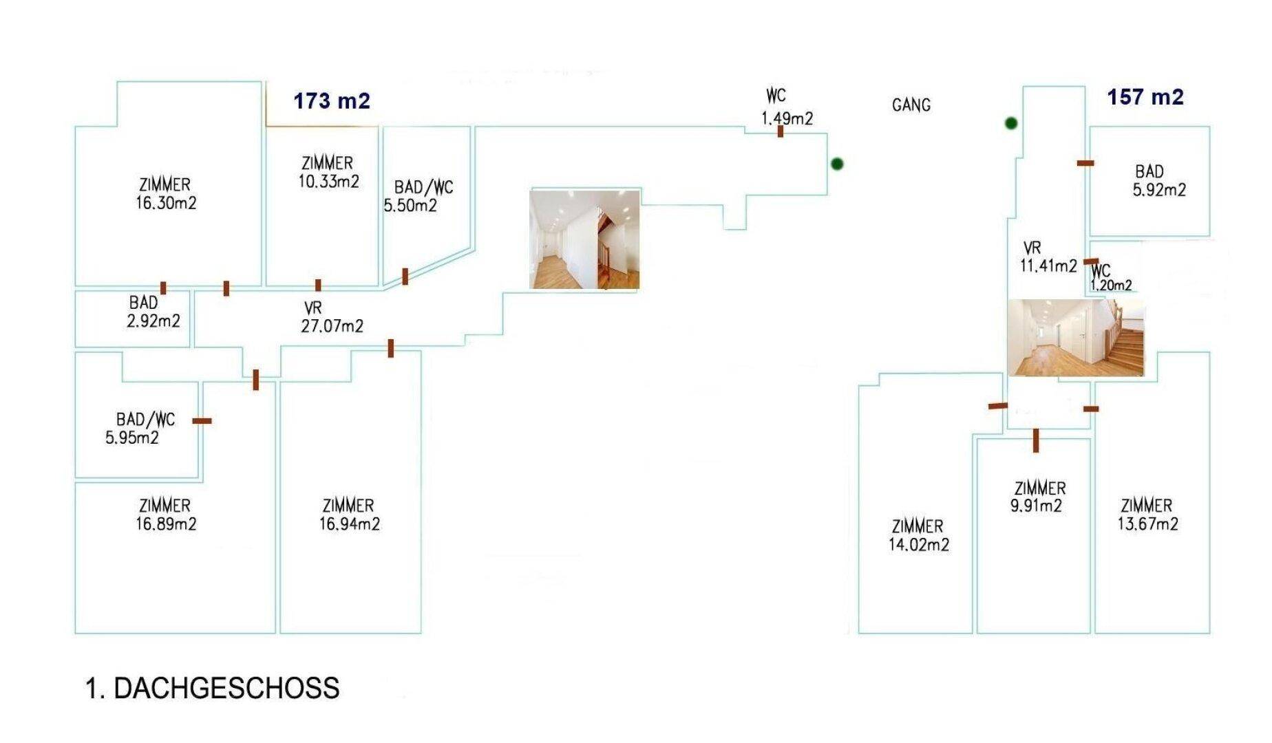 Plan DG1+DG2 Wohnfläche ca. 157 m² + 20 m² Terr.