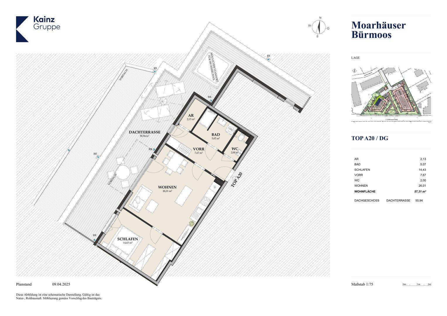 2 Zimmer Wohnung mit traumhafter 51m² großer Dachterrasse in Bürmoos! – pohled 4