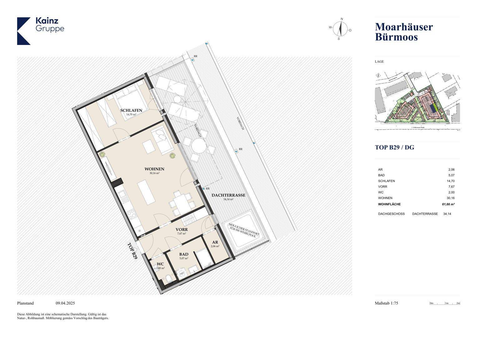2 Zimmer Dachgeschoß Wohnung mit 34m² Terrasse in Bürmoos - Ansicht 4