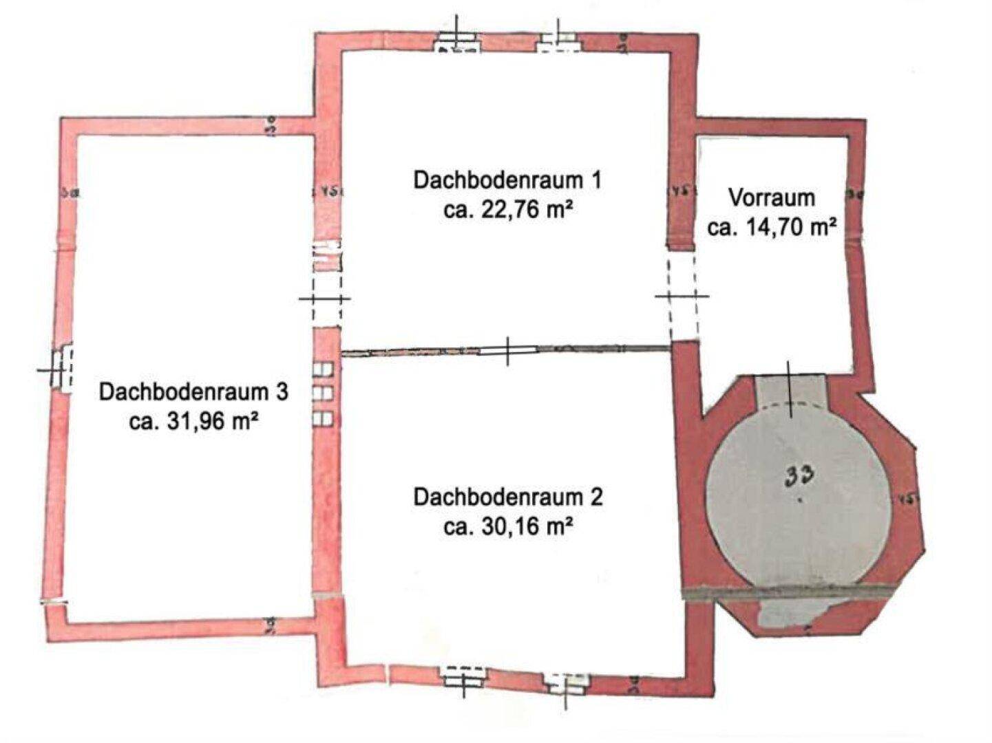 Grundriss Skizze Dachboden