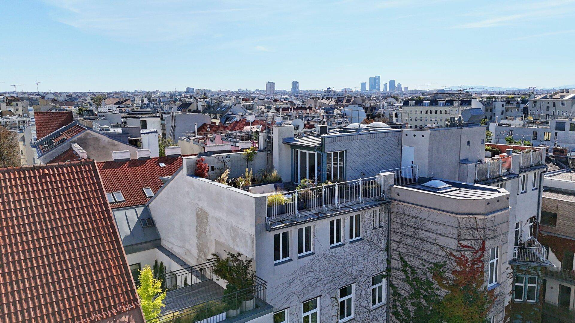 Luftaufnahme der Dachterrasse