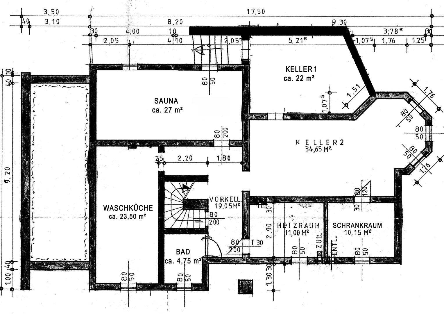 Grundriss Skizze Kellergeschoß