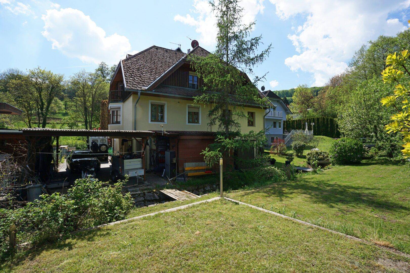 Garten mit nordöstlicher Hausansicht