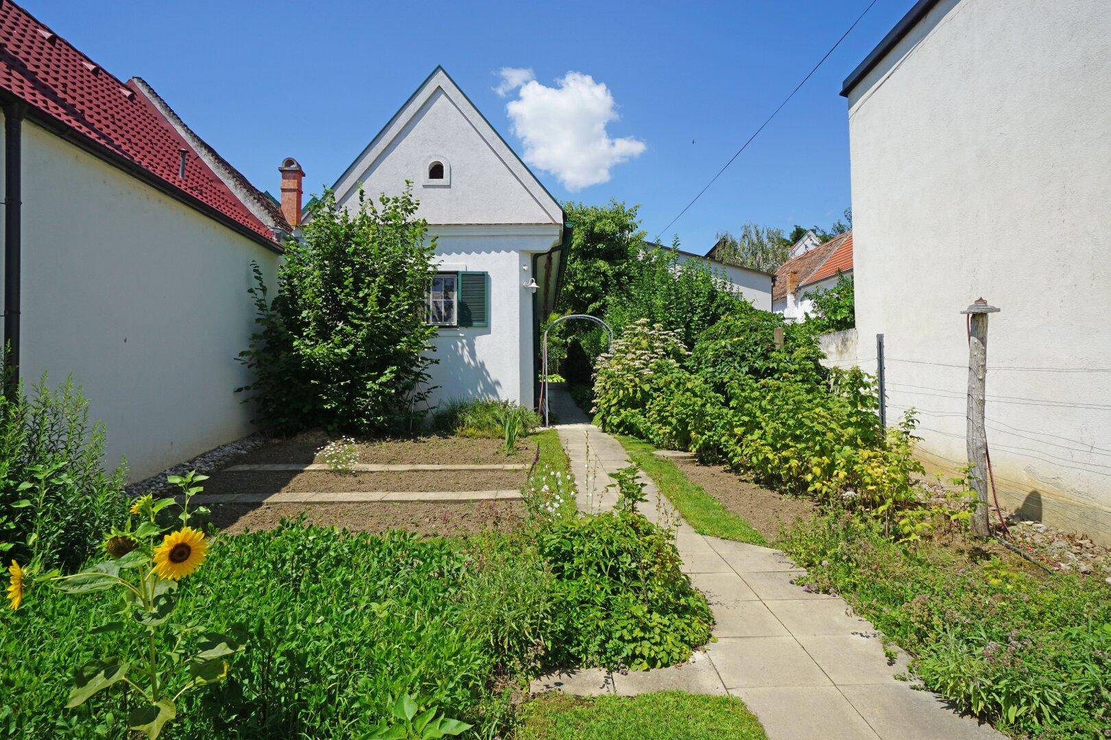 Garten mit Weinhaus
