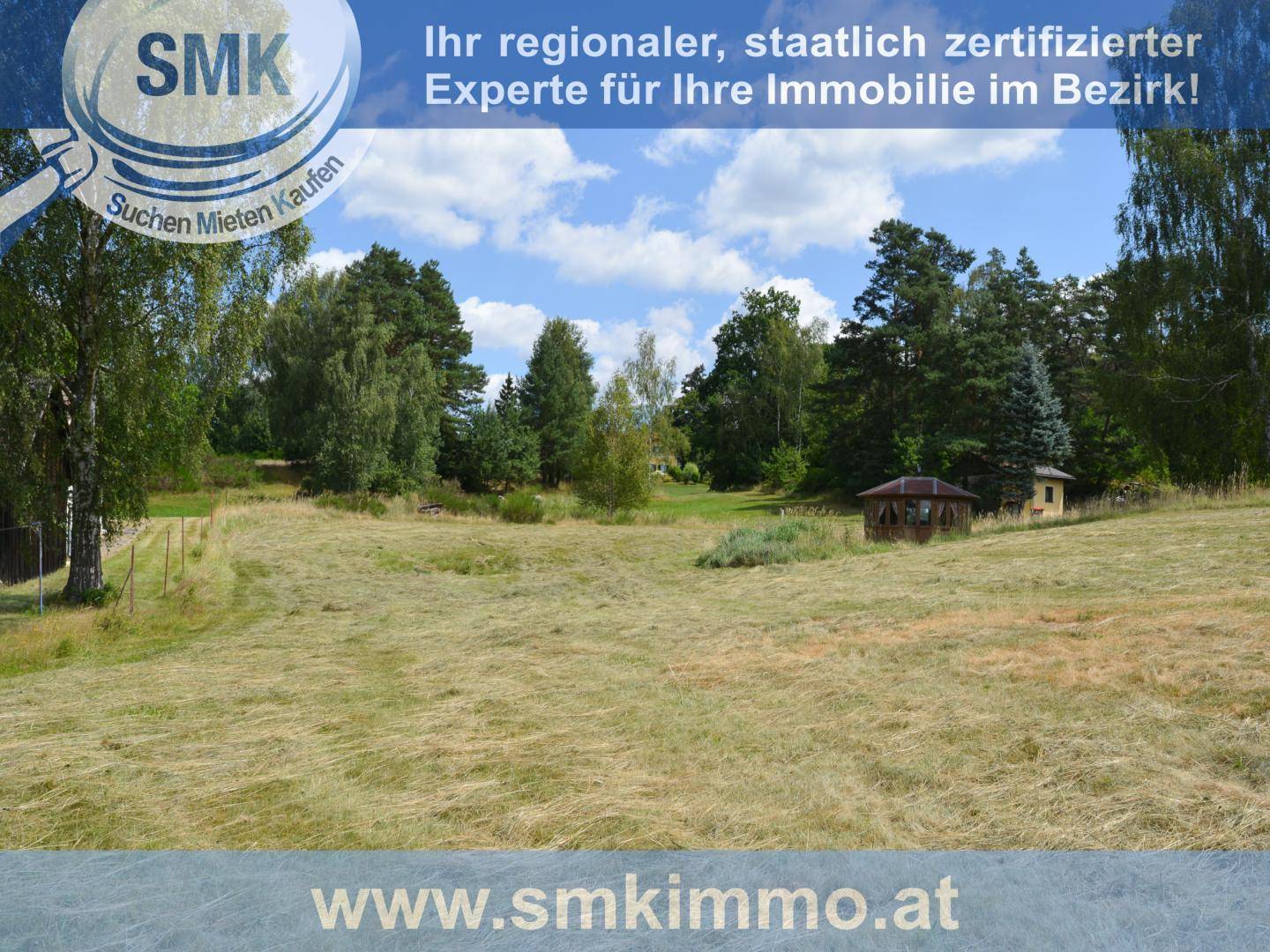 Weitläufiges Feld mit einem kleinen Holzpavillon, Bäumen und Häusern im Hintergrund unter blauem Himmel.