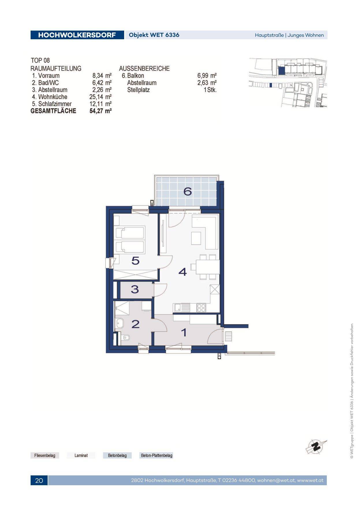 Grundriss einer Wohnung mit klarer Raumaufteilung und einem Balkon.