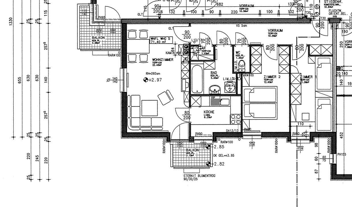 3-Zimmer Mietwohnung | ca. 71 m² | 1. Obergeschoss | Balkon - Ansicht 2