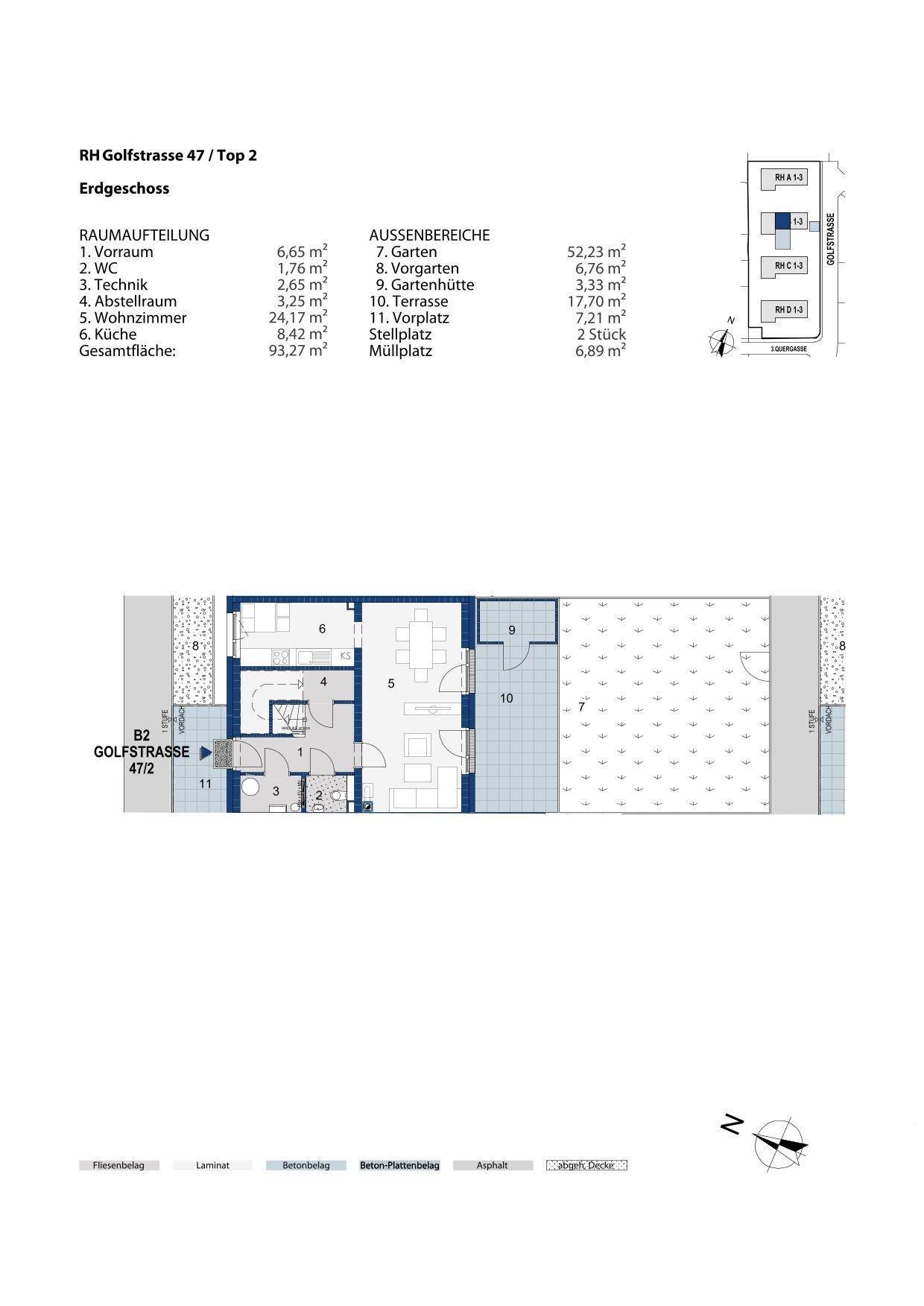 Grundriss des Erdgeschosses mit Wohnzimmer, Küche, Terrasse und direktem Zugang zum Garten.