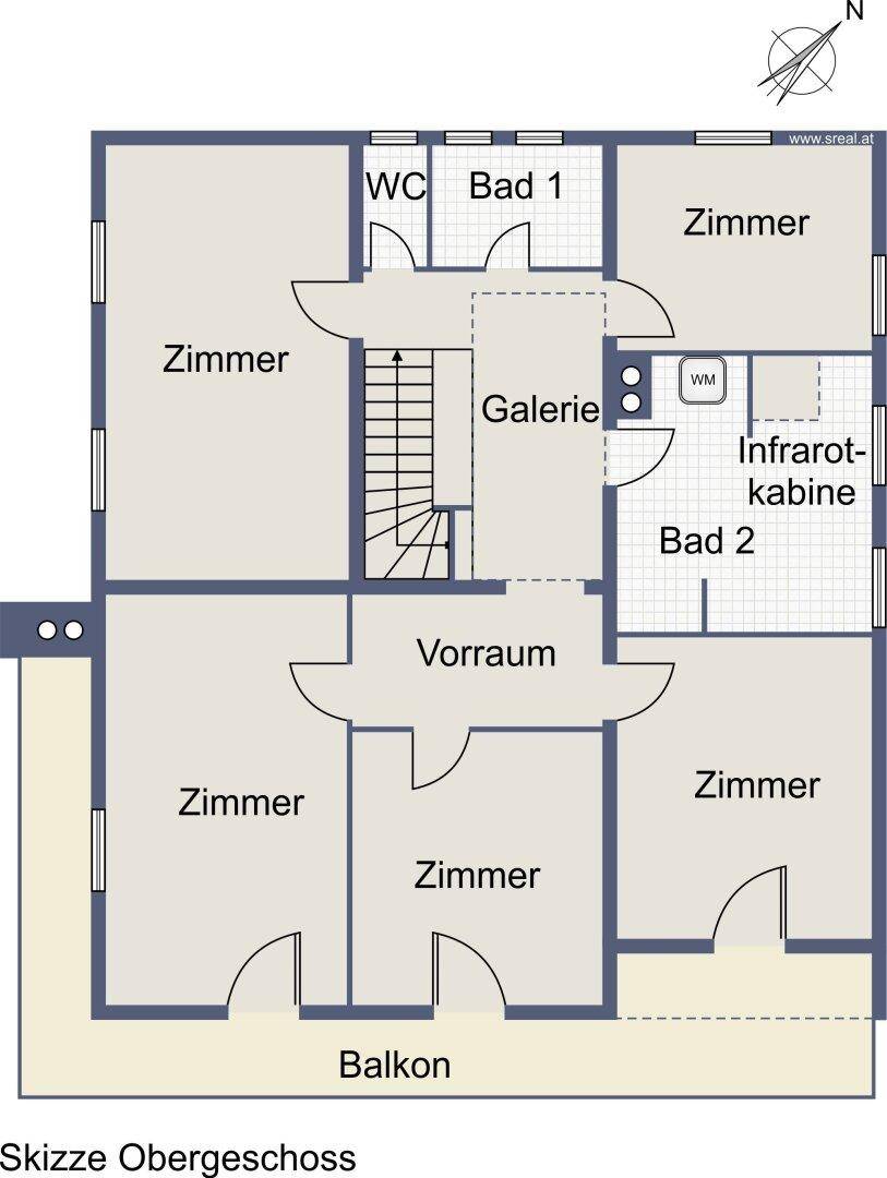 Planskizze Obergeschoss