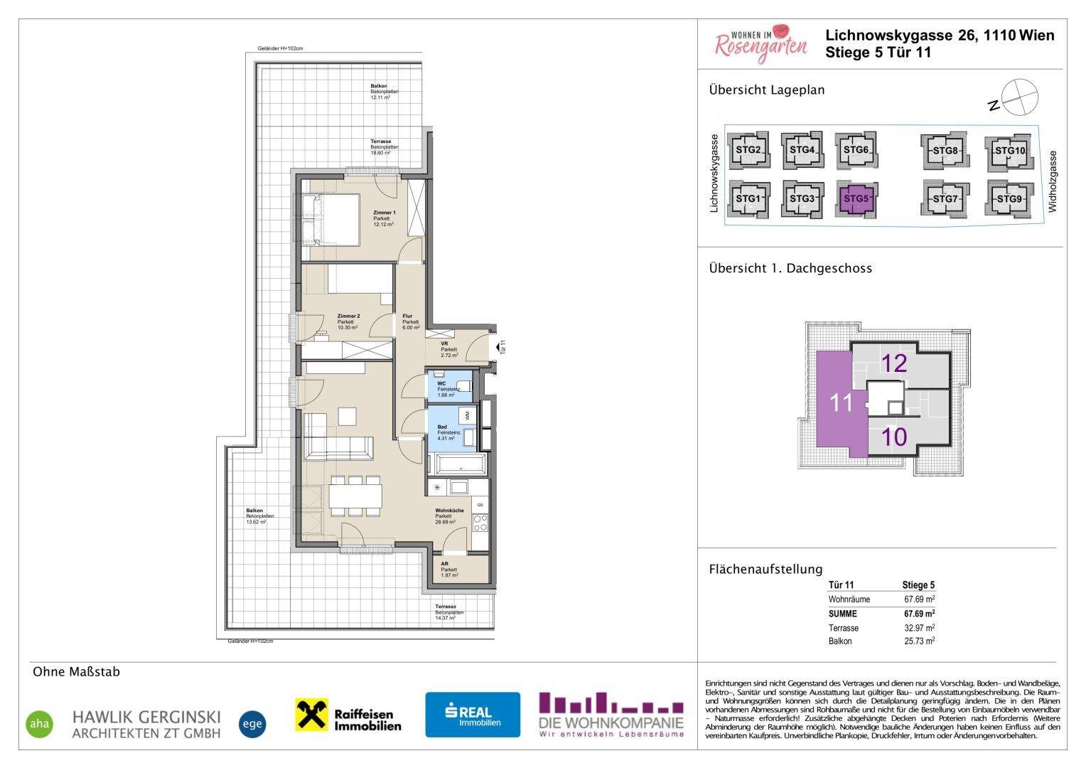 Detaillierter Grundriss einer Wohnung mit Raumaufteilung und Terrassenbereich.