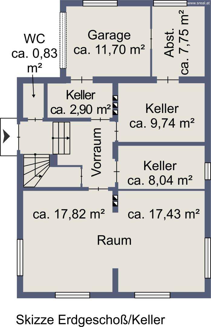 Skizze Erdgeschoss/Keller
