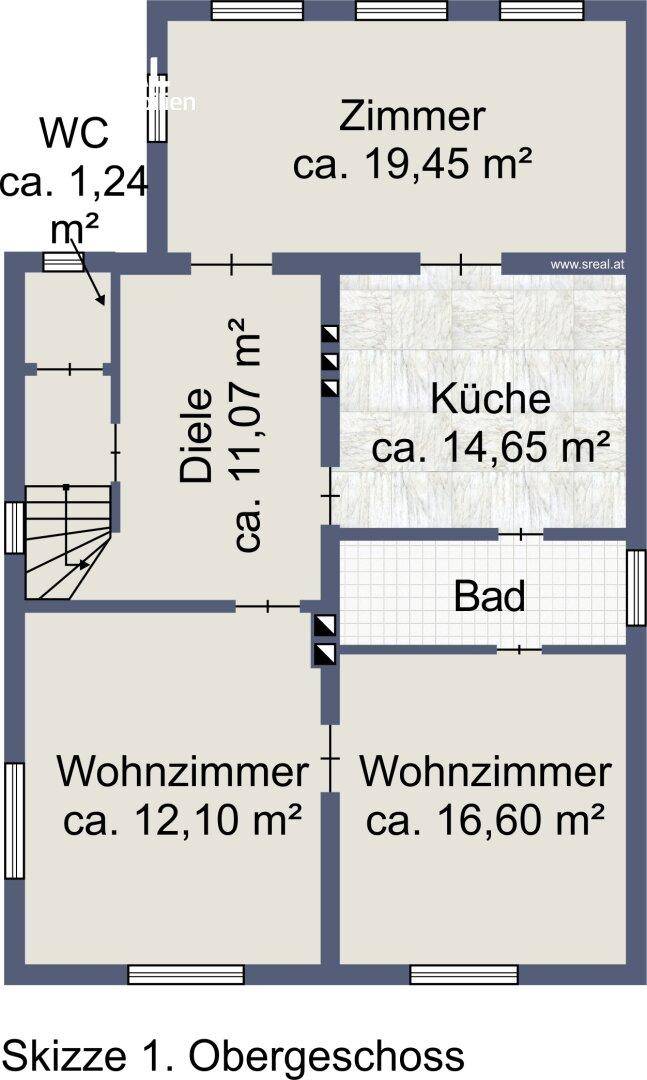 Skizze Obergeschoss
