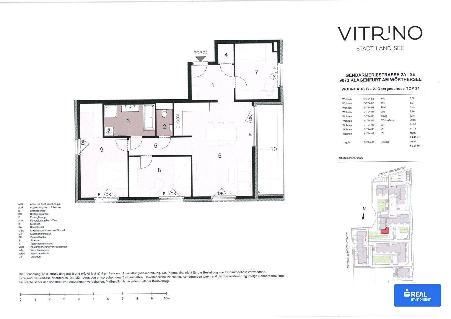 Detaillierter Grundriss einer Wohnung mit mehreren Zimmern, Bad und Terrasse.