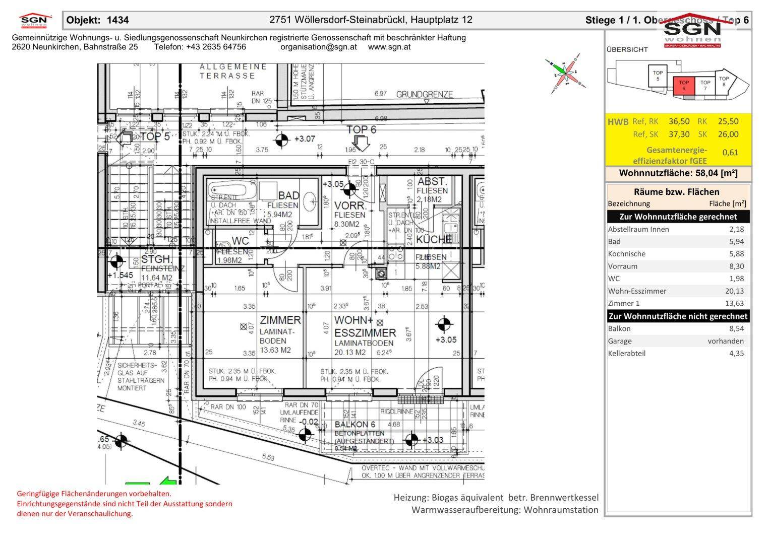 Detaillierter Grundrissplan mit Raumaufteilung und Flächenangaben der Wohnung.