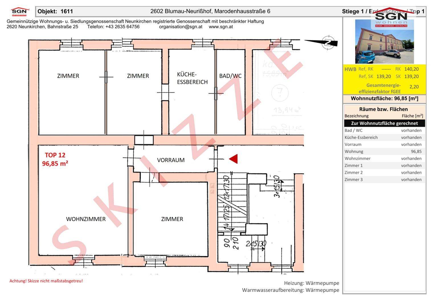 Generalsanierte 4-Zimmer Altbauwohnung mit Garten in Blumau-Neurißhof - Ansicht 2