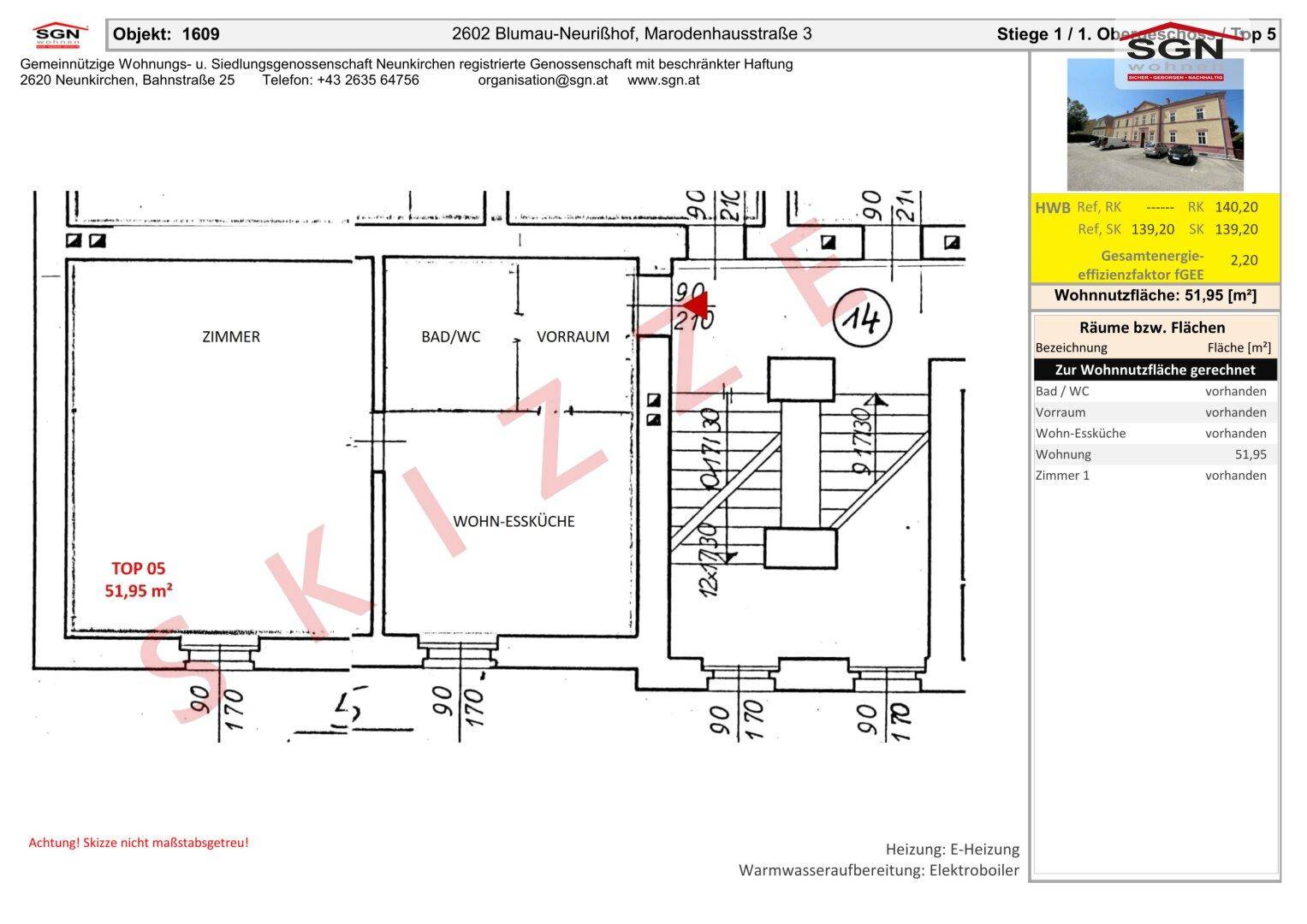 Grundriss einer Wohnung mit offener Wohn-Essküche, Bad/WC, Vorraum und einem weiteren Zimmer.