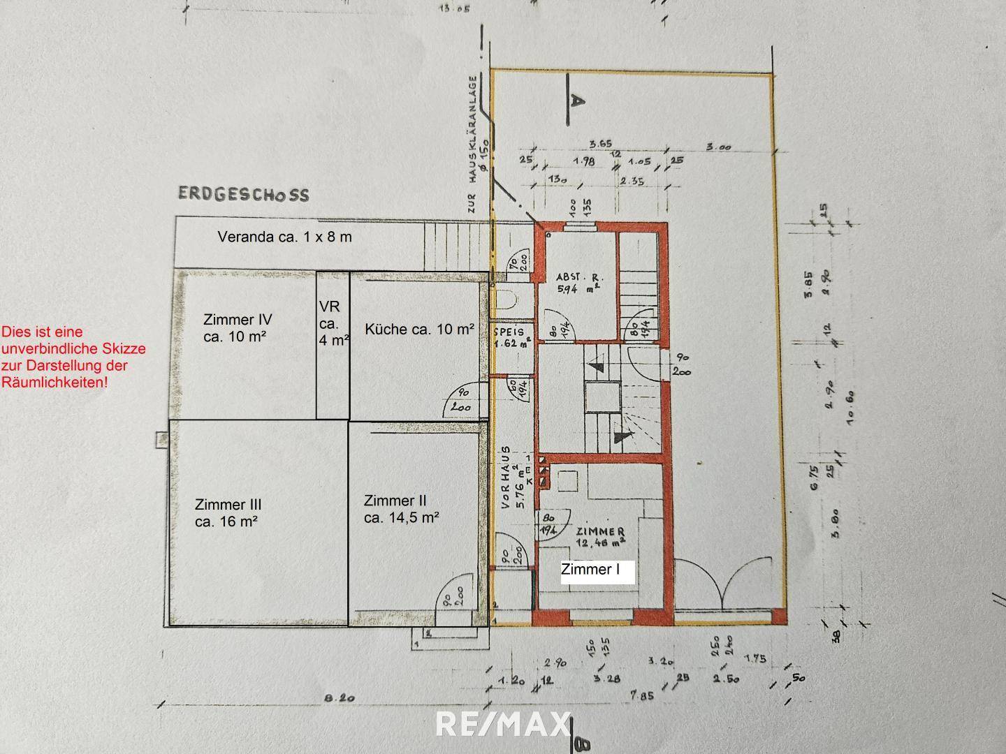 Plan EG mit Hinweisen