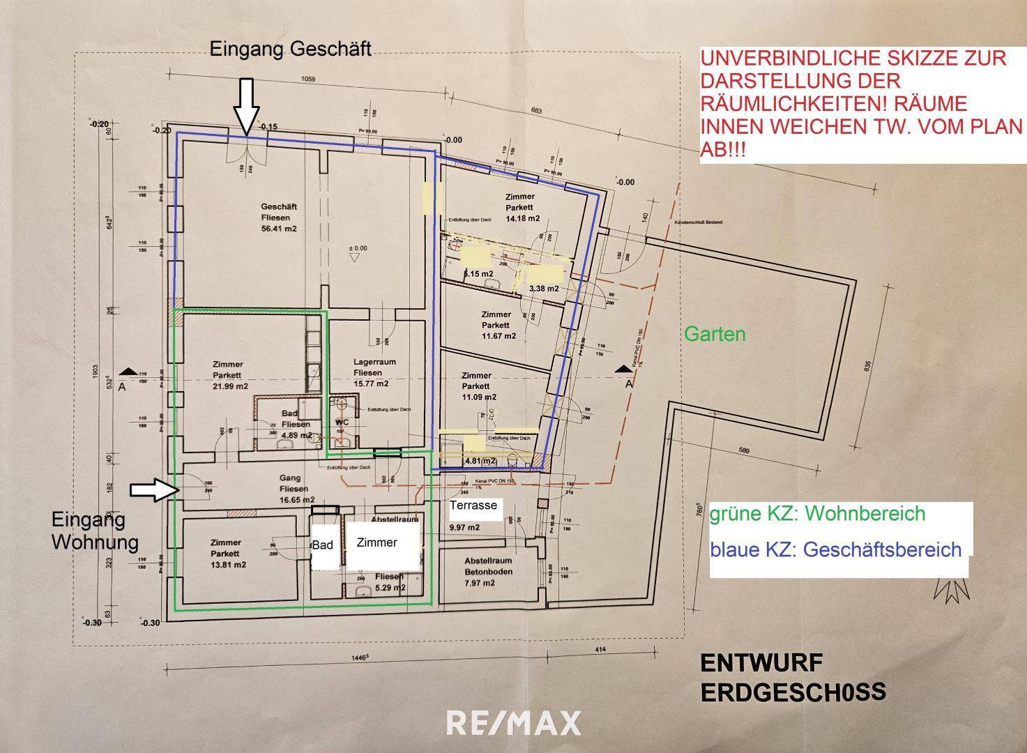 Grundriss mit Markierung