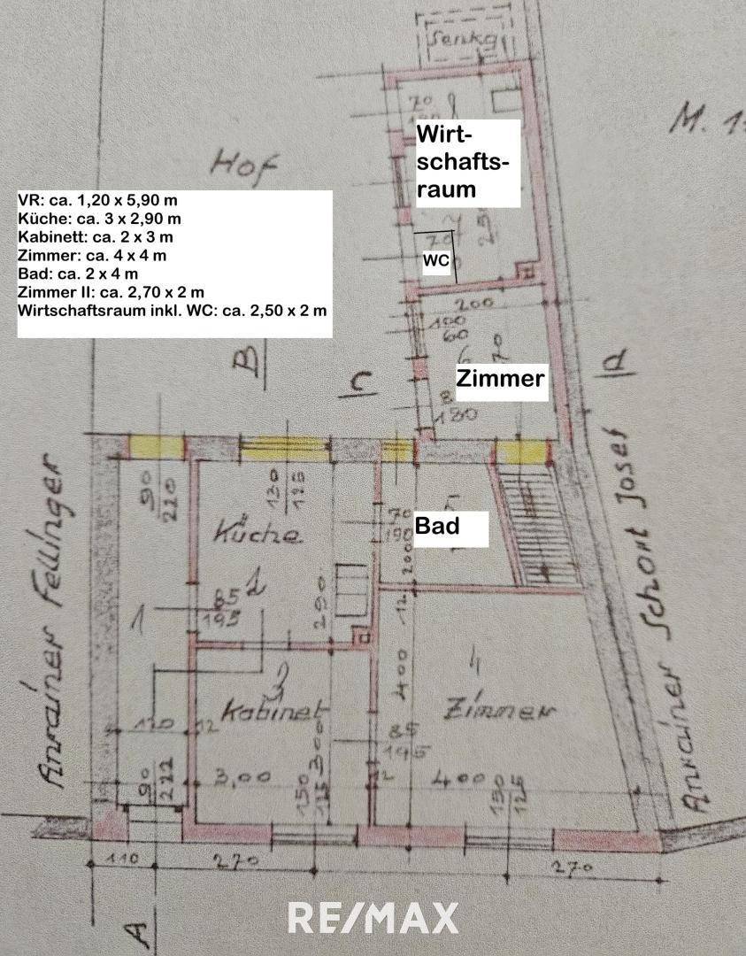 Planskizze mit Maßen